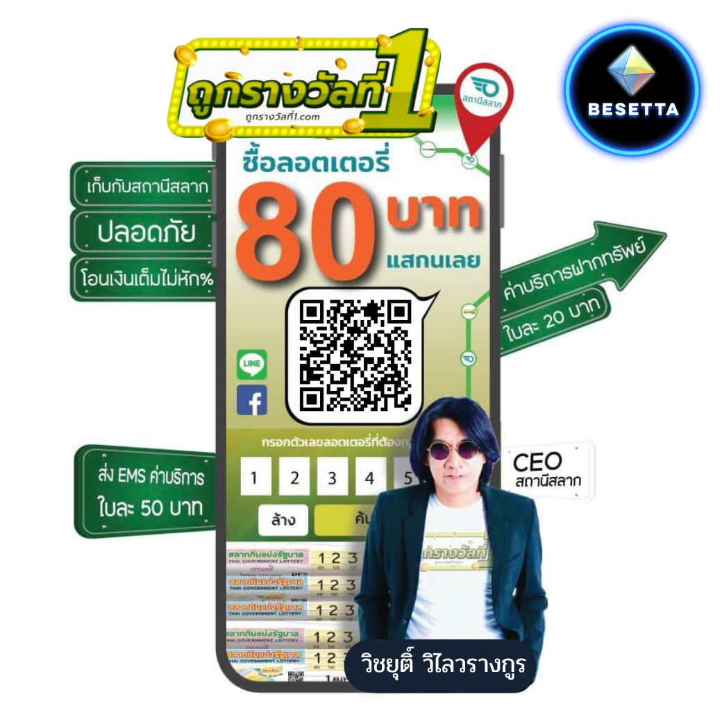 ลอตเตอรี่ ลอตเตอรี่ออนไลน์ สลากดิจิทัล ถูกรางวัลที่1.com บริหารงาน โดยวินเนอร์มิวสิค ในชื่อ บจก. สถานีสลาก 